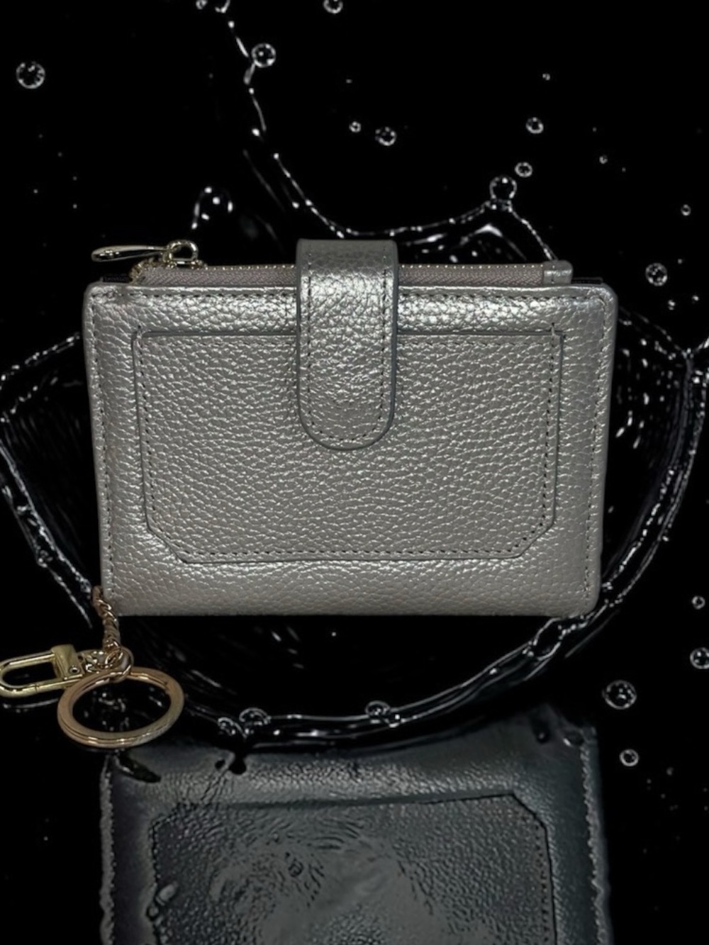 Silver matalic RFID mini card holder/wallet.